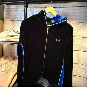 Fox Y2K Velour Zip Hoodie Size Large